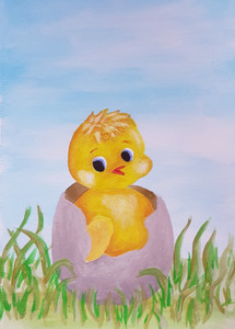 Lorna, Easter chick, acrylic.jpg